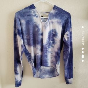 Purplish Blue and white tie-dye hoodie shirt